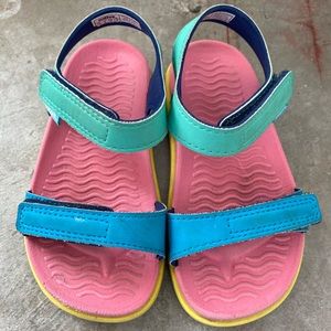Charley Block kids native sandals (minty pacific clover pink / box fish yellow)